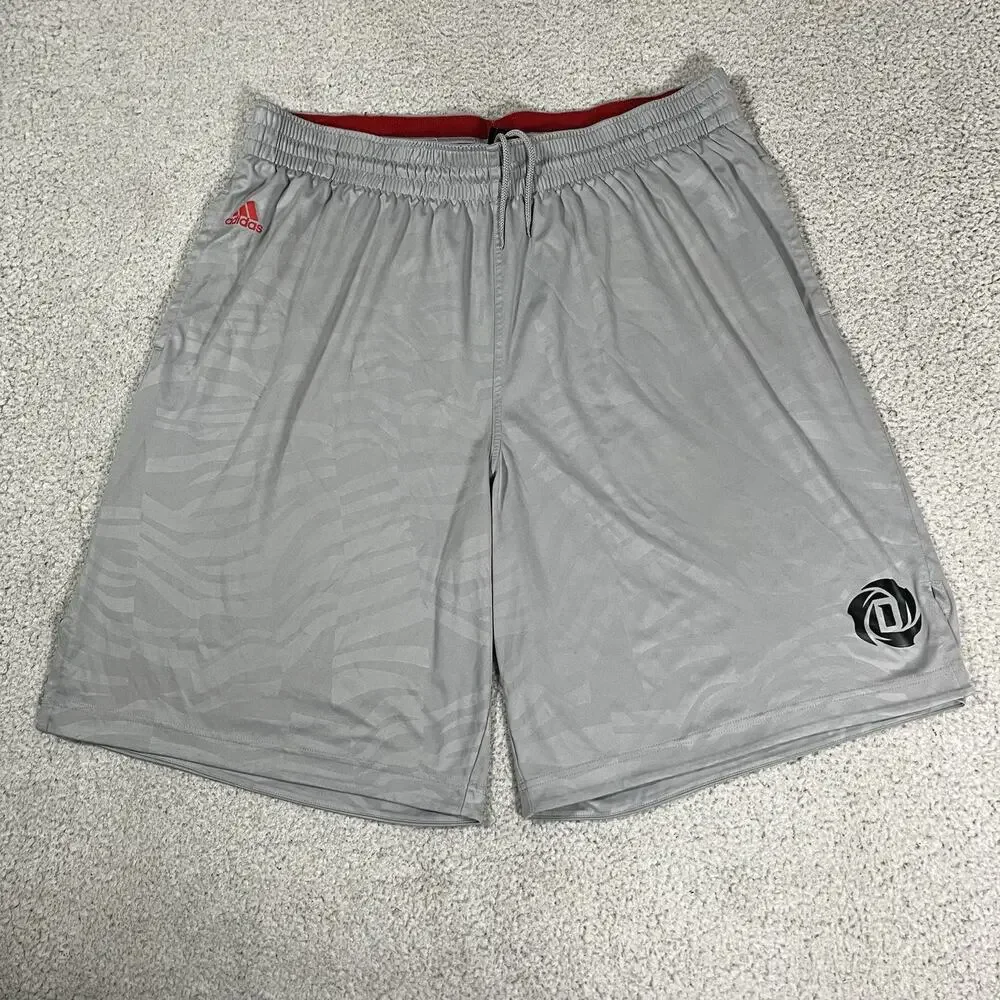 Adidas Shorts Mens 2XL Gray D Derrick Rose Basketball NBA Athletic Training